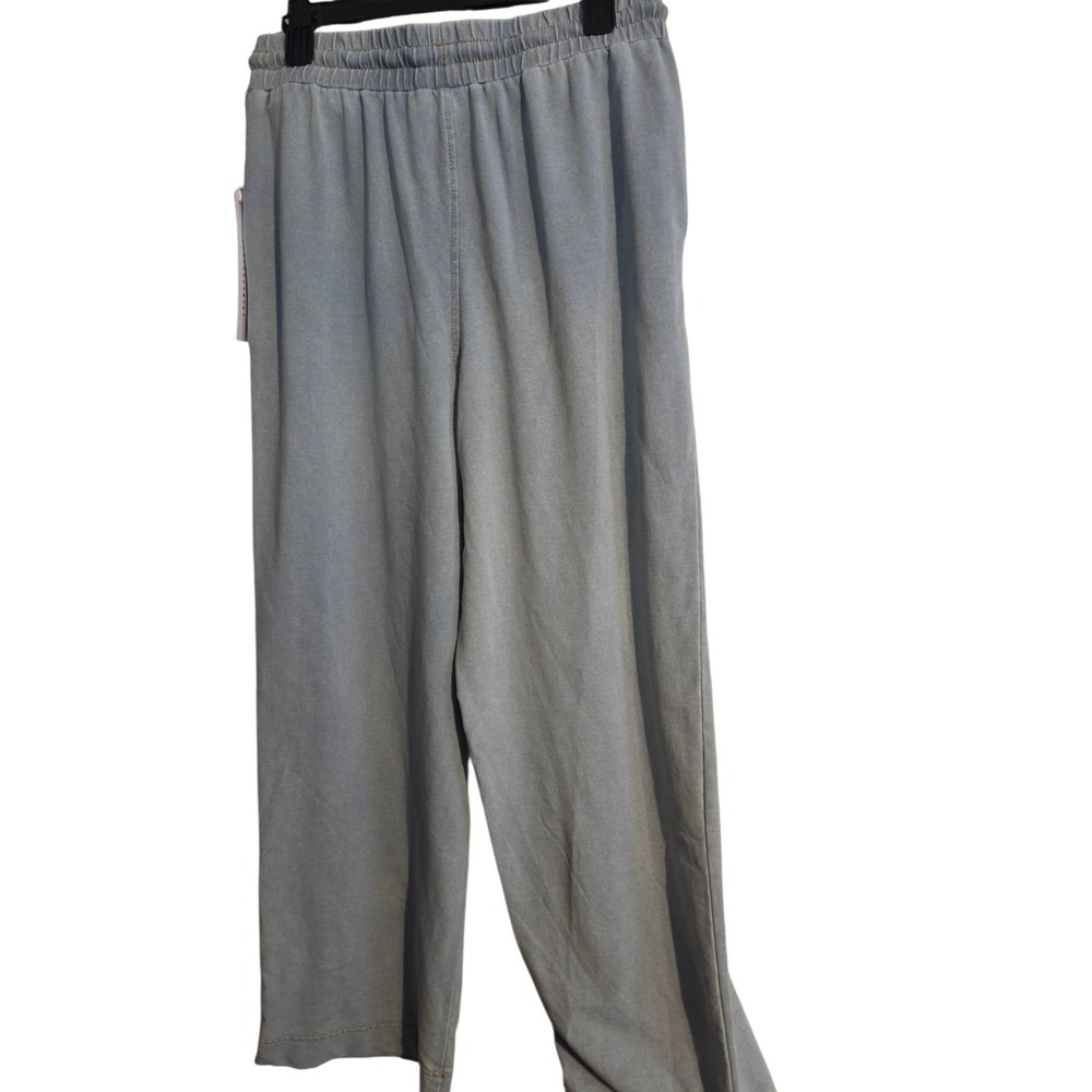 Jane + Delancey Womens Wide Leg Pull On Casual Pants Sz M Blue Cotton Blend New - Picture 3 of 5